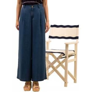 NEW BLU PEPPER brea wide leg pant in dark blue chambray